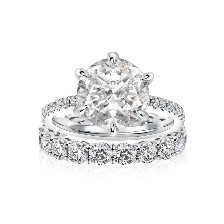 Moissanite 2.0Ct~4.0Ct Round Cut White Gold Wedding Ring Set