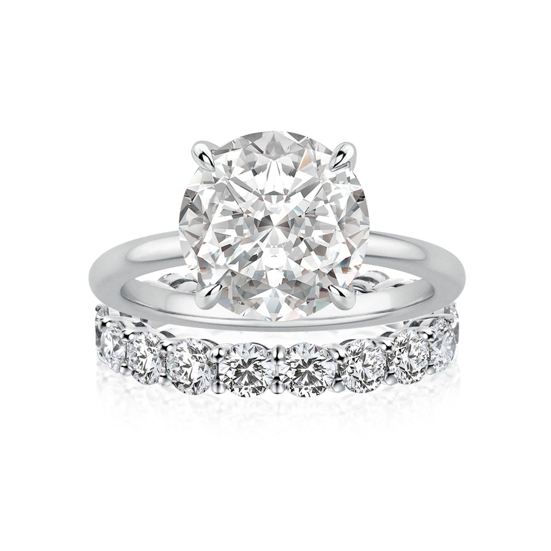 Moissanite 2.0Ct Round Cut White Gold Wedding Ring Set
