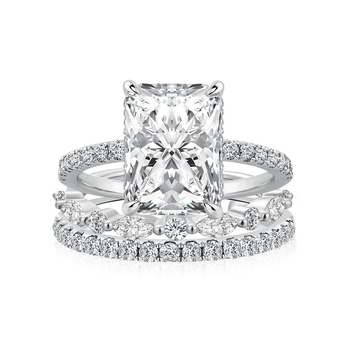 Rodiffy 3.5 Ct Radiant Cut Moissanite Diamond Wedding Ring with Round &amp; Marquise Accents Bands