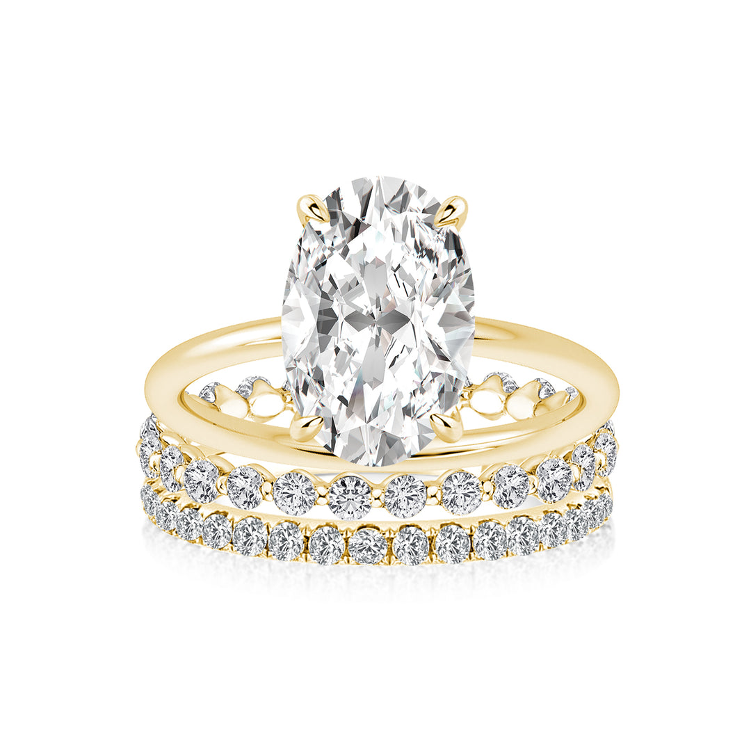 Moissanite Solitaire 4.0Ct Oval Cut  Yellow Gold Women's Wedding Ring Set