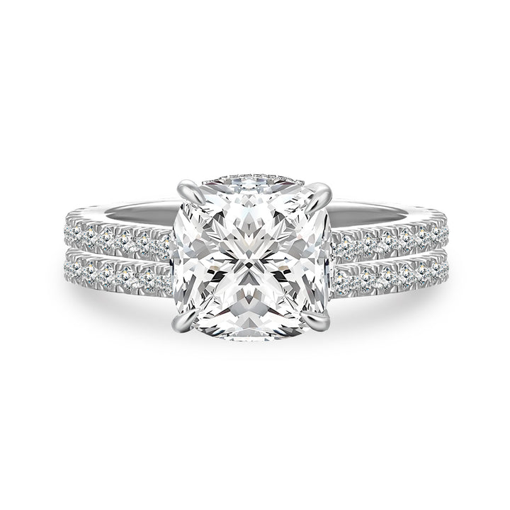 Moissanite 2.5Ct Cushion Cut White Gold Bridal Wedding Ring Set