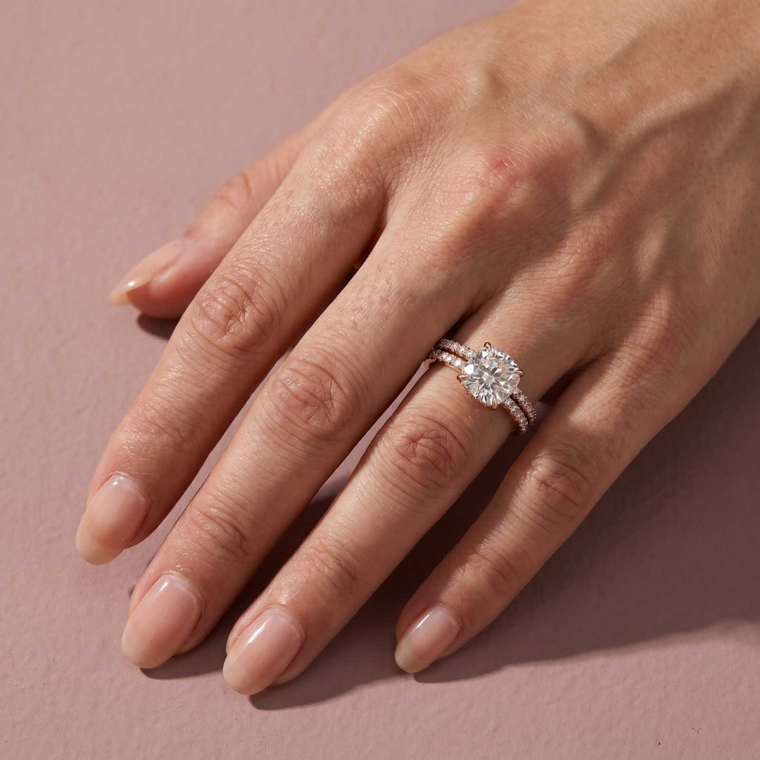 Moissanite 2.5Ct Cushion Cut Rose Gold Bridal Wedding Ring Set