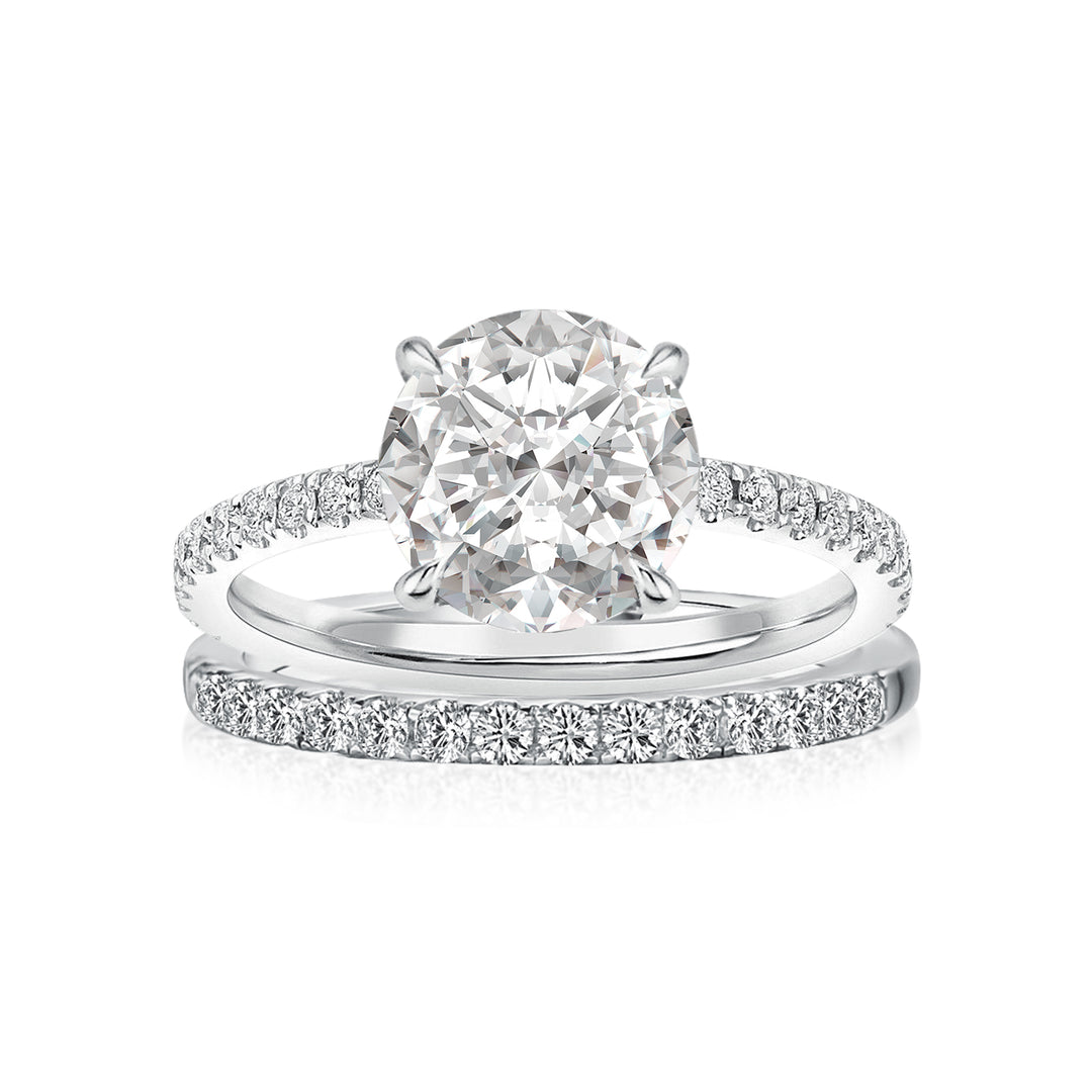 Moissanite 2.0Ct Round Cut White Gold Bridal Wedding Ring Set