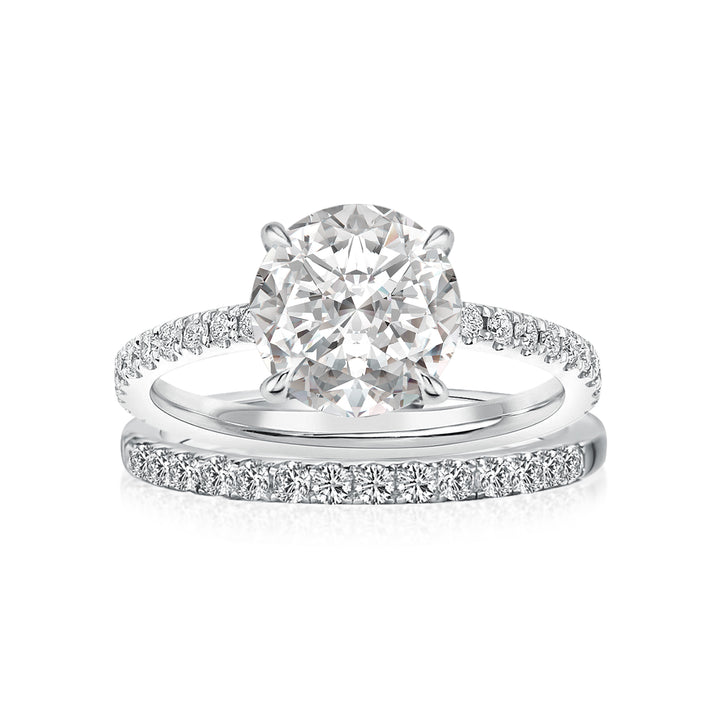 Moissanite 2.0Ct Round Cut White Gold Bridal Wedding Ring Set