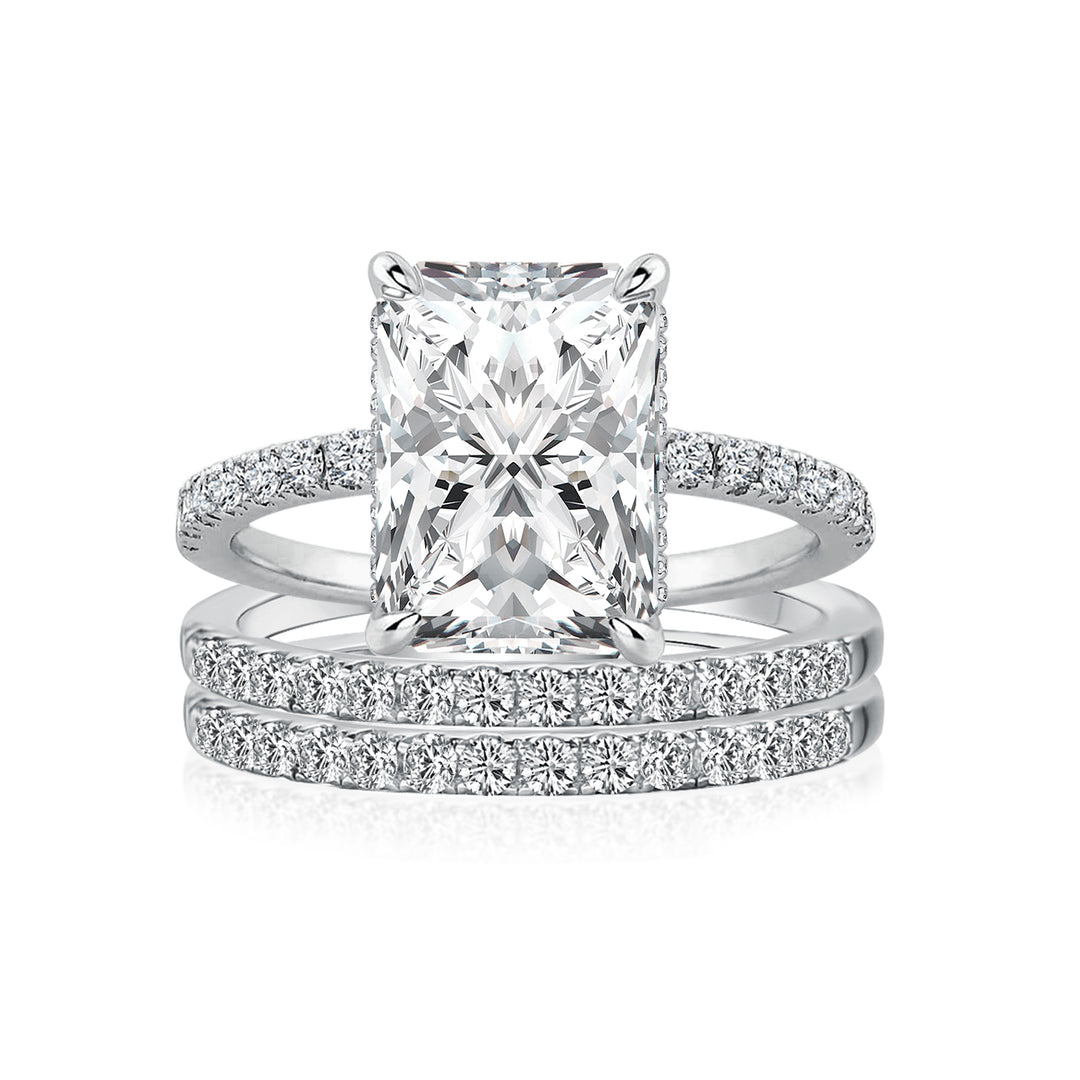 3.5 Ct Radiant Cut 3PC White Gold Moissanite Diamond Wedding Ring