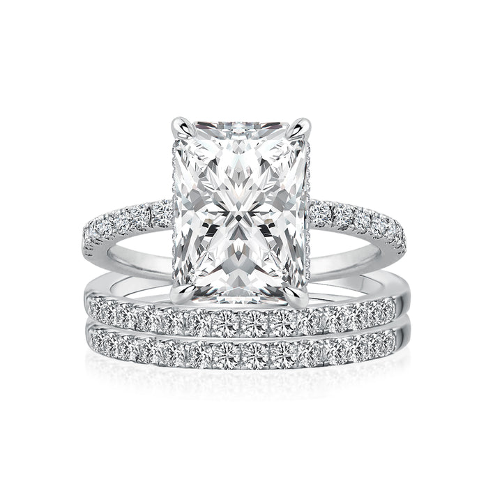 3.5 Ct Radiant Cut 3PC White Gold Moissanite Diamond Wedding Ring