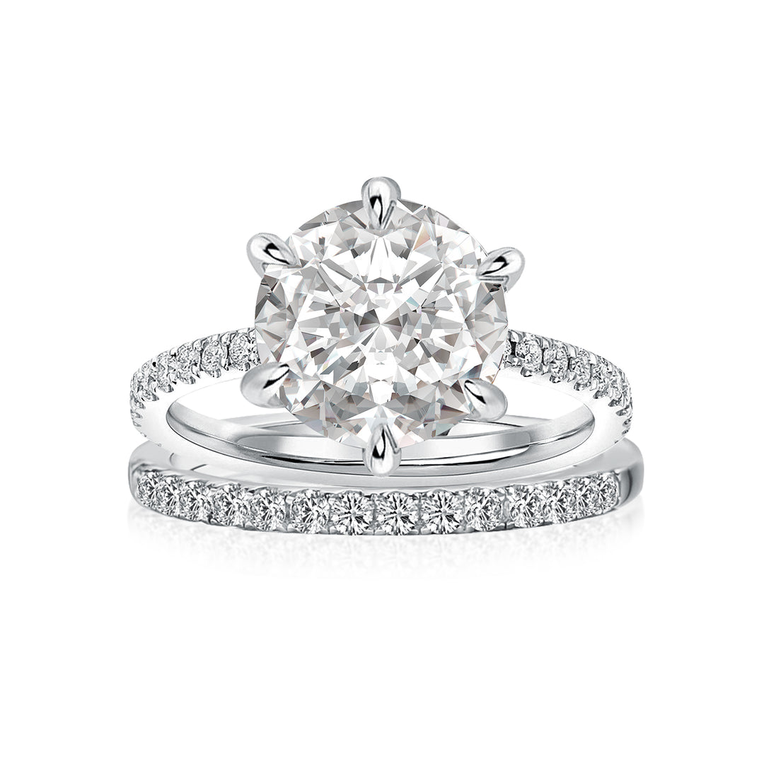 Moissanite 3.0Ct Round Cut White Gold Bridal Wedding Ring Set