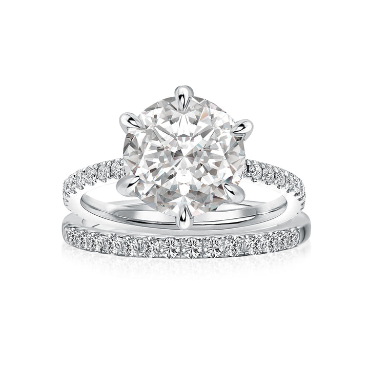 Moissanite 3.0Ct Round Cut White Gold Bridal Wedding Ring Set