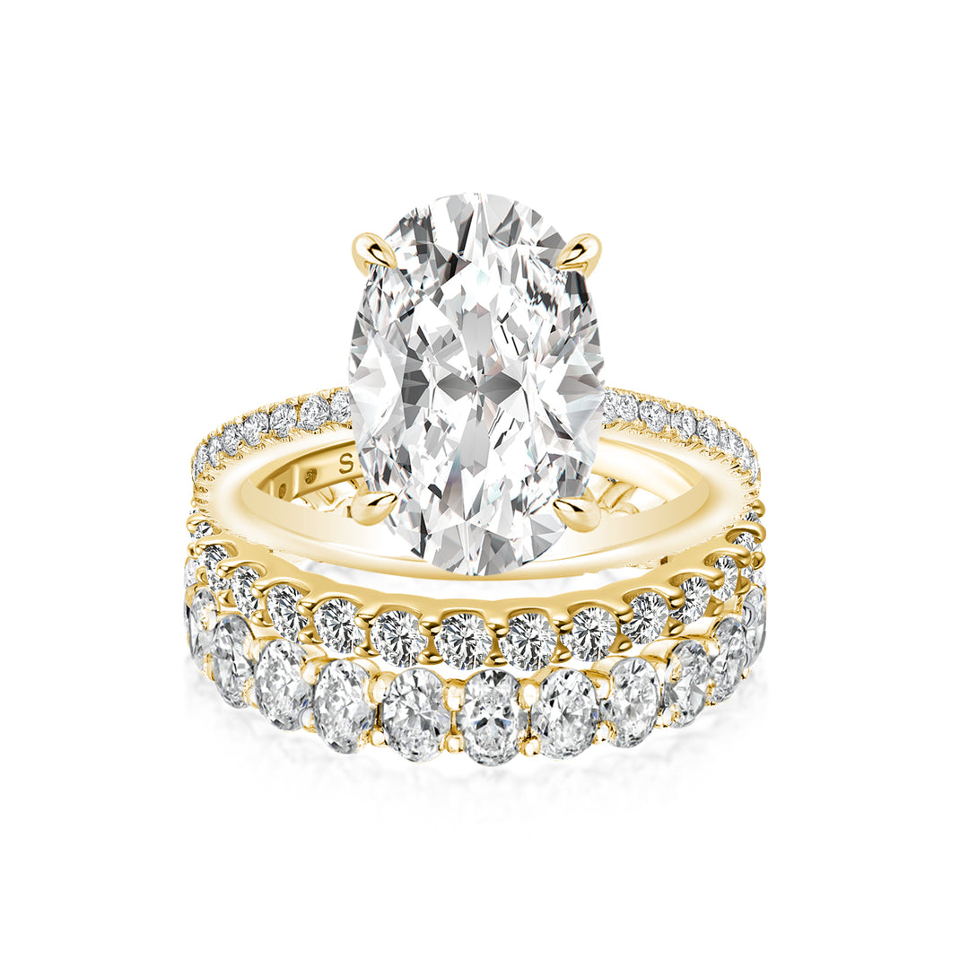 Moissanite 4.0Ct Oval Cut Yellow Gold Bridal Ring Set