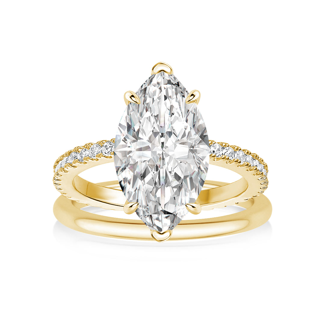 4.0 Ct Marquise Cut Yellow Gold Moissanite Diamond Wedding Ring Set