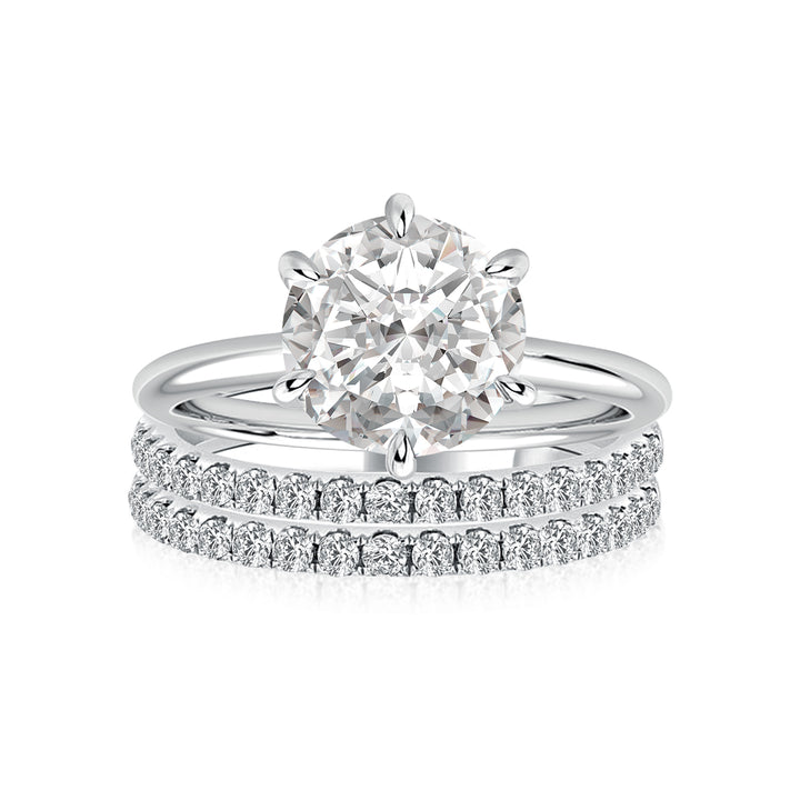 Solitaire 2.0 Ct Round Cut 3PC White Gold Moissanite Diamond Wedding Ring
