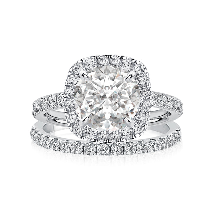 2.0Ct Halo Round Cut White Gold Moissanite Diamond Wedding Ring