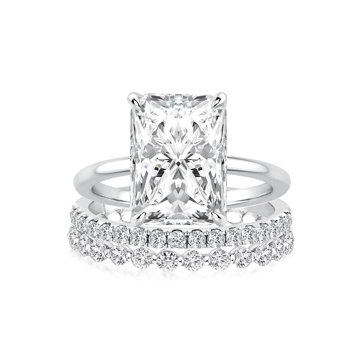 Moissanite 4.5Ct Solitaire Radiant Cut White Gold Travel Bridal Set