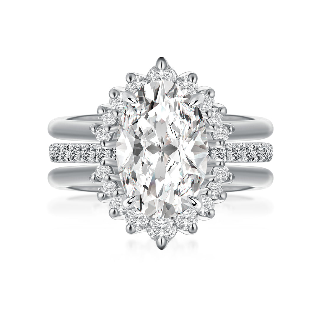 Moissanite 4.0Ct Oval Cut White Gold Wedding Ring Set