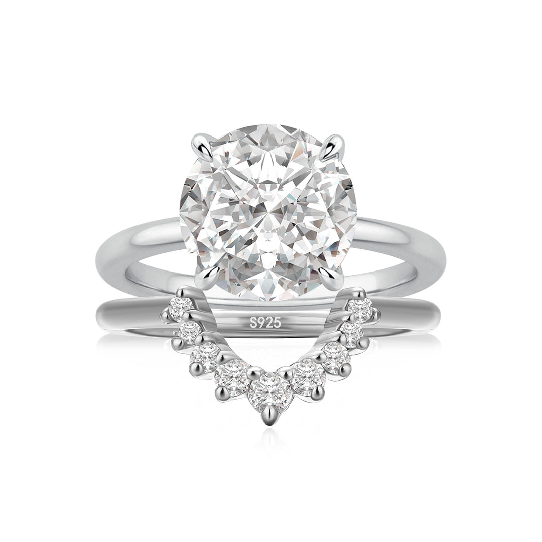 Rodiffy Moissanite 2.0 Ct Round Cut White Gold Wedding Ring Set