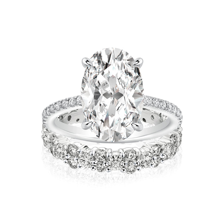 Moissanite 4.0Ct Oval Cut White Gold Wedding Ring with Round Cut Full Wedding Band