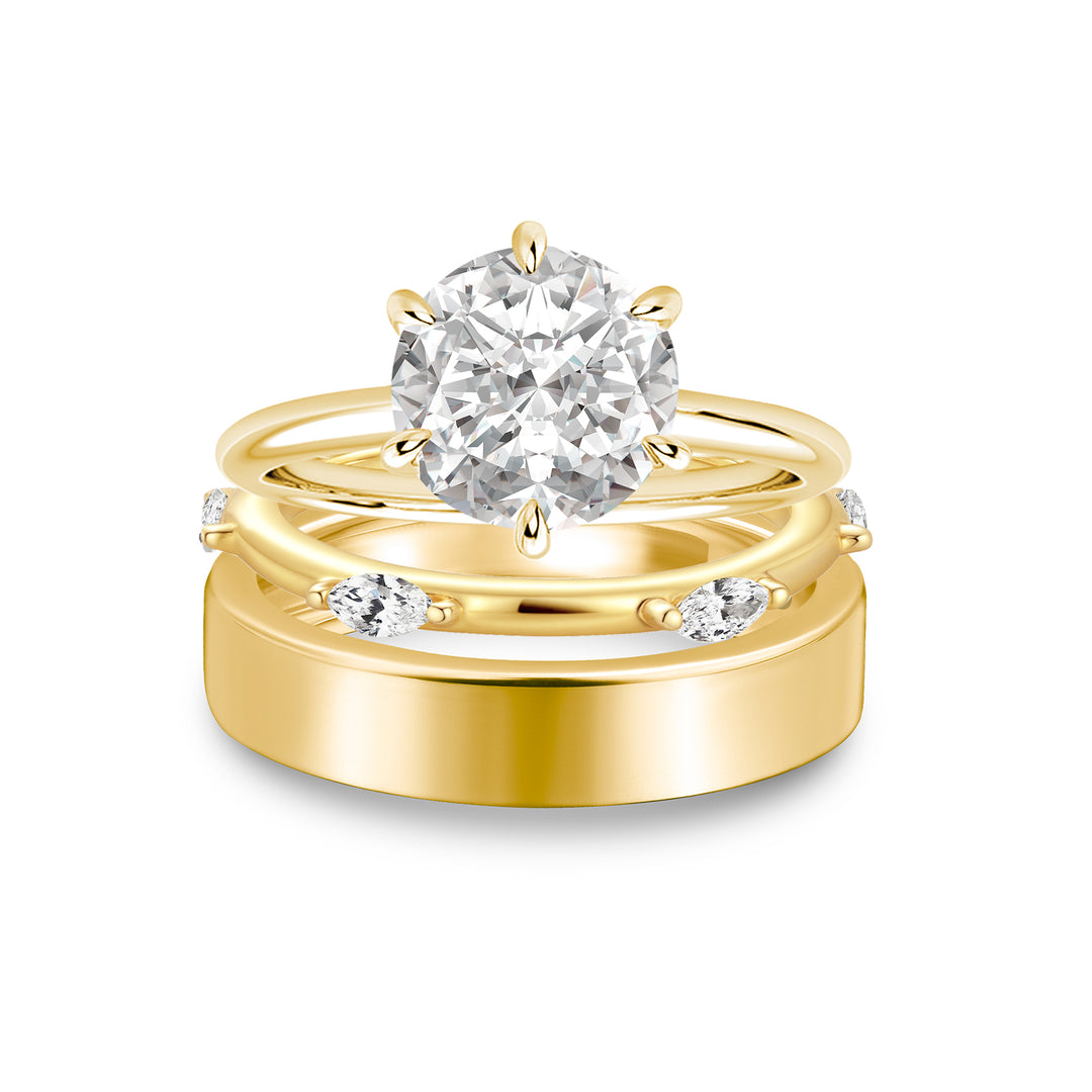 Moissanite 3PC 2.0Ct Round Cut Wedding Ring Set For Women