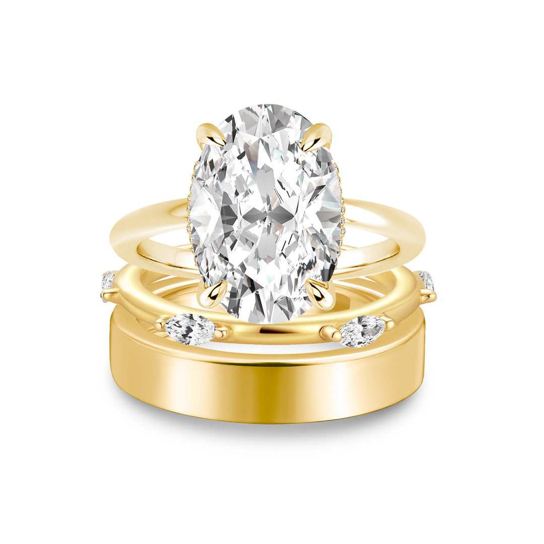 Moissanite 3PC 5.5 Ct Oval Cut Yellow Gold Wedding Ring Set For Women