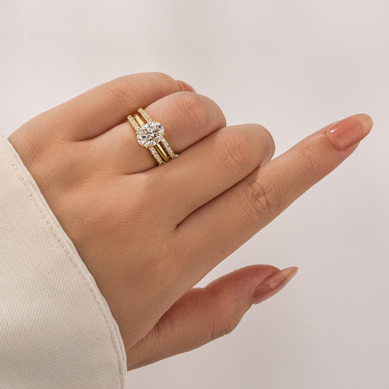 Rodiffy Moissanite 2.0 Ct Oval Cut Wedding Ring Set For Women