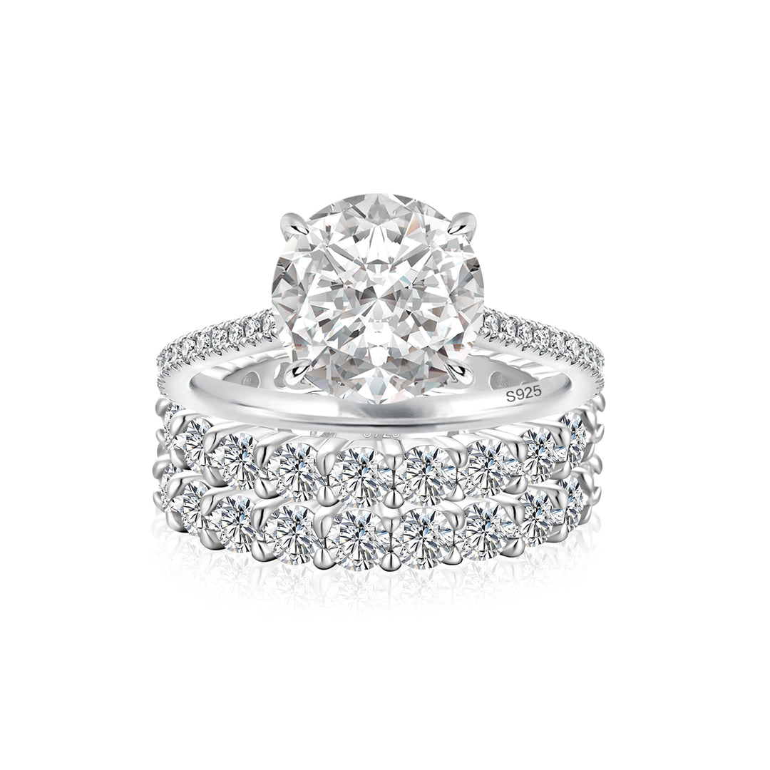 Moissanite 4.0Ct Round Cut White Gold Bridal Ring Set
