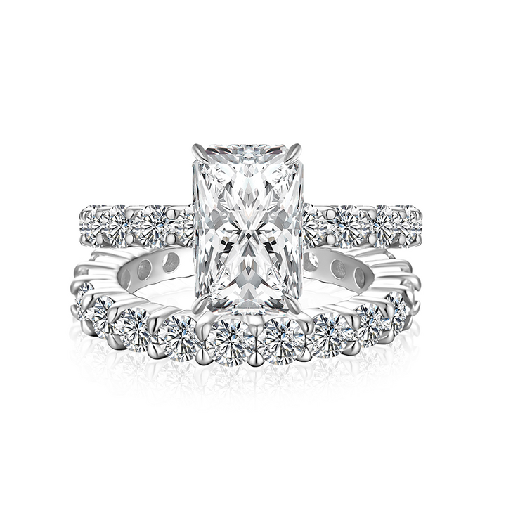 Moissanite 3.5 Ct Radiant Cut White Gold Wedding Ring Set For Women