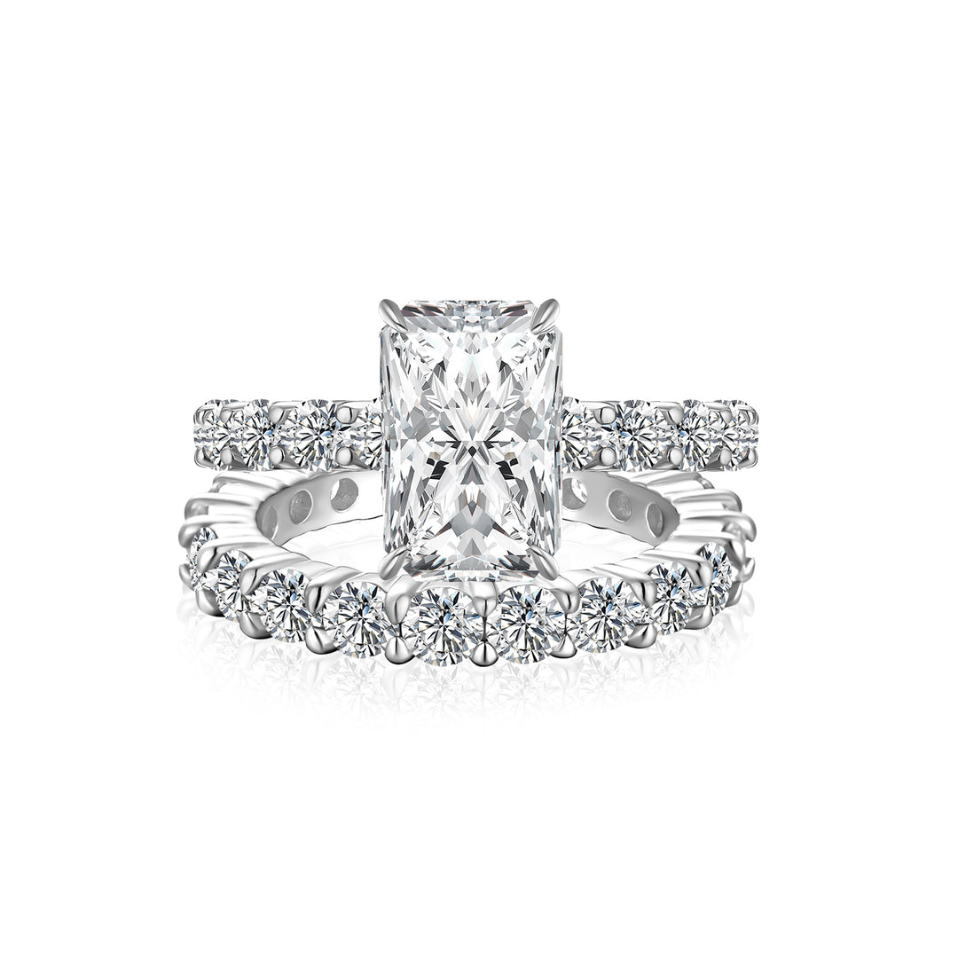 Moissanite 3.5 Ct Radiant Cut White Gold Wedding Ring Set For Women