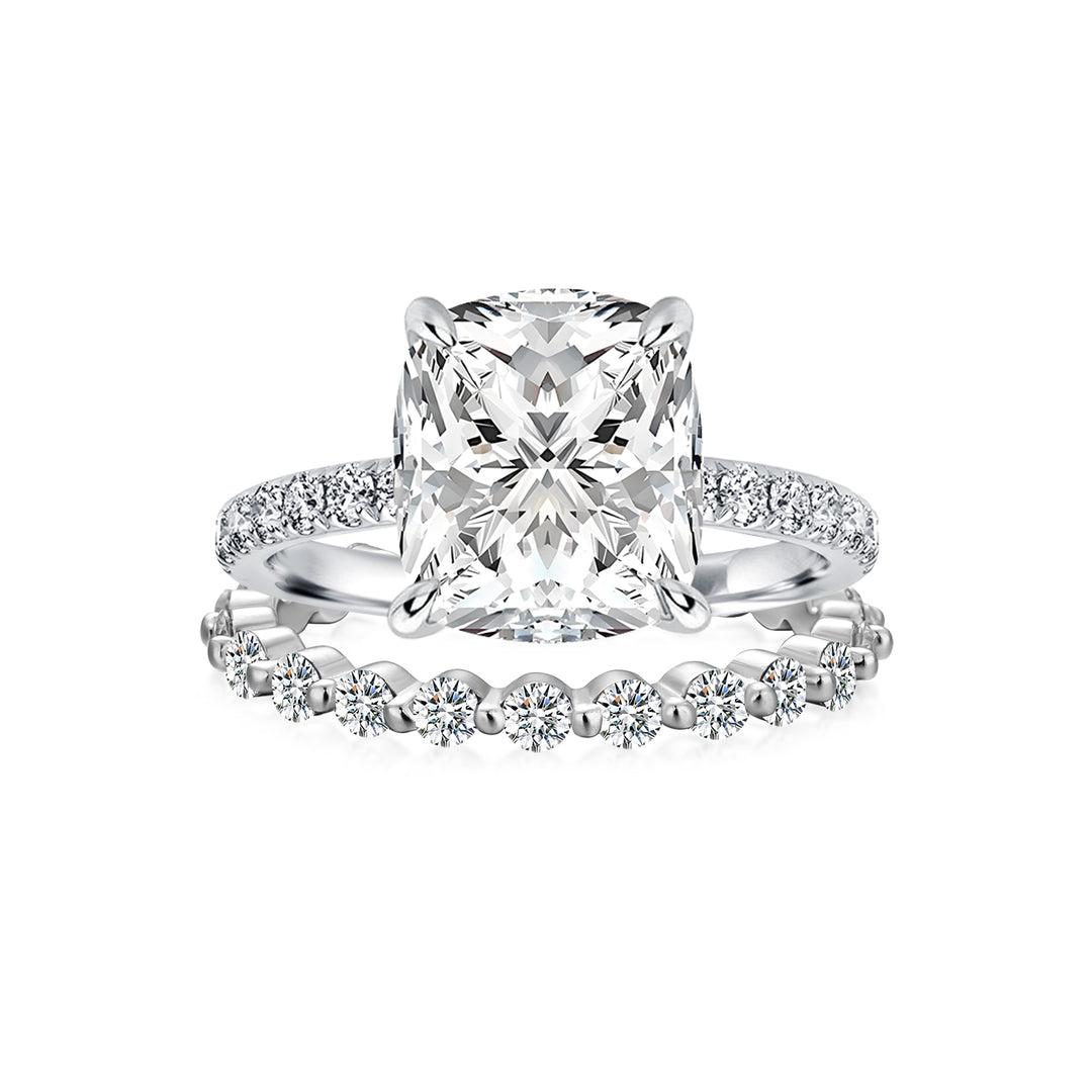 Moissanite 3.0 Ct Cushion Cut White Gold Bridal Ring Set