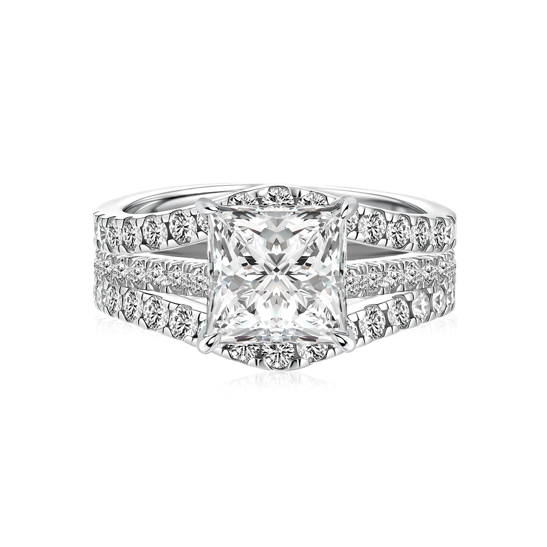 Moissanite 2.0Ct Princess Cut White Gold Wedding Ring with Enhancer Ring