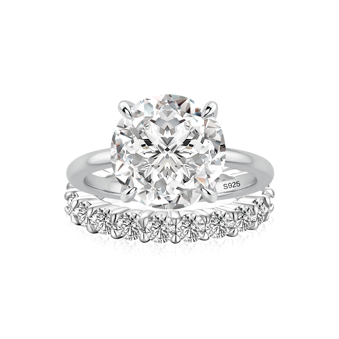 Rodiffy Moissanite S925 3.0Ct Round Cut 2PC Engagement Ring Set Stackable Ring Set For Women