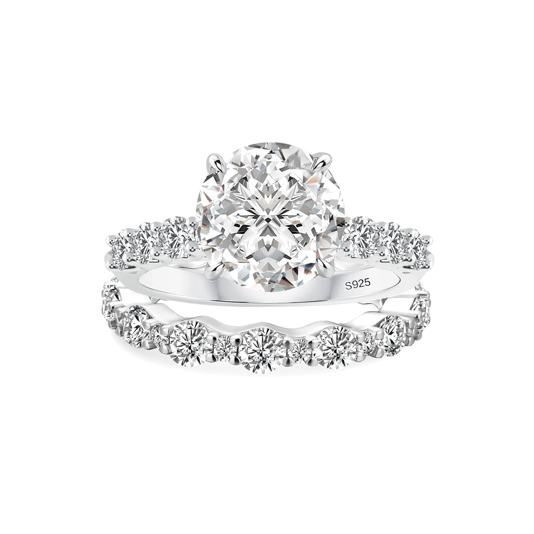 Moissanite 4.0Ct Oval Cut/4.0 Ct Round Cut/3.5Ct Radiant Cut Engagement Ring With Round Cut Wedding Band Wedding Ring Set