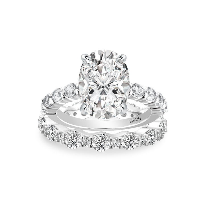 Rodiffy Moissanite 4.0Ct Oval Cut Engagement Ring With Round Cut/Asscher Cut Wedding Band Wedding Ring Set