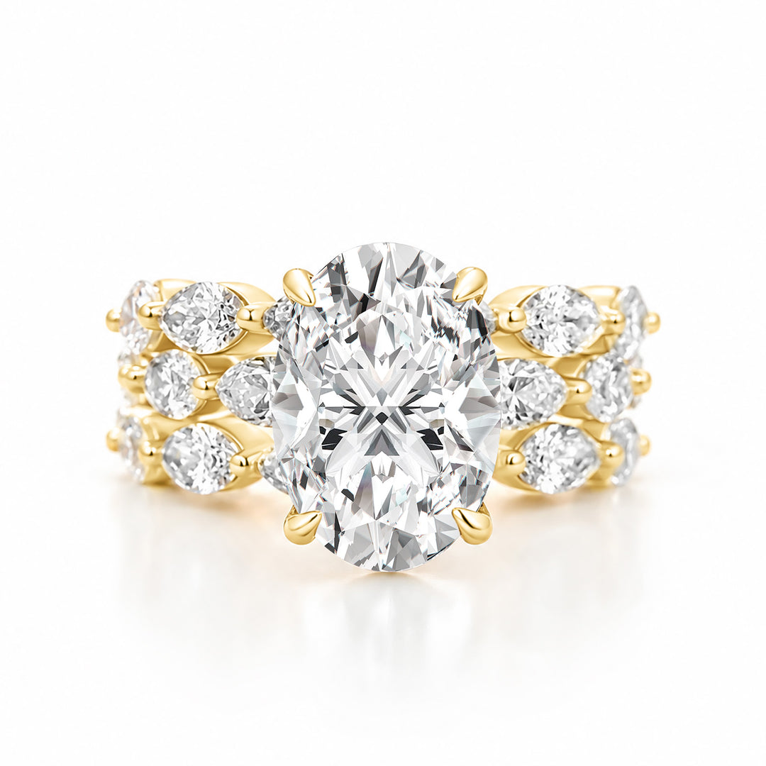 Moissanite 3PC 5.5CT Oval Cut Nature-Inspired Floral Stackable Statement Ring Sets For Travel