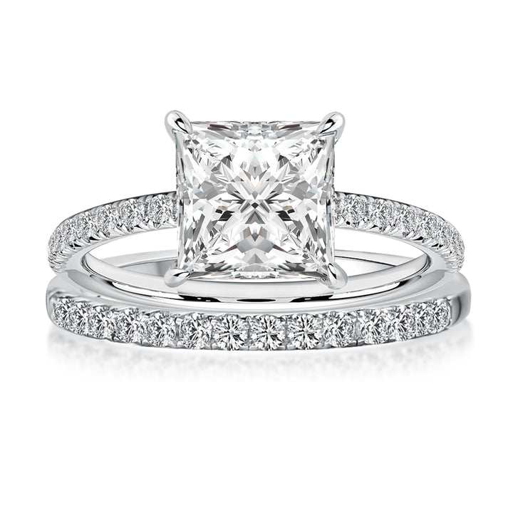 Rodiffy Moissanite 2.0 Ct Princess Cut Wedding Ring Set For Women