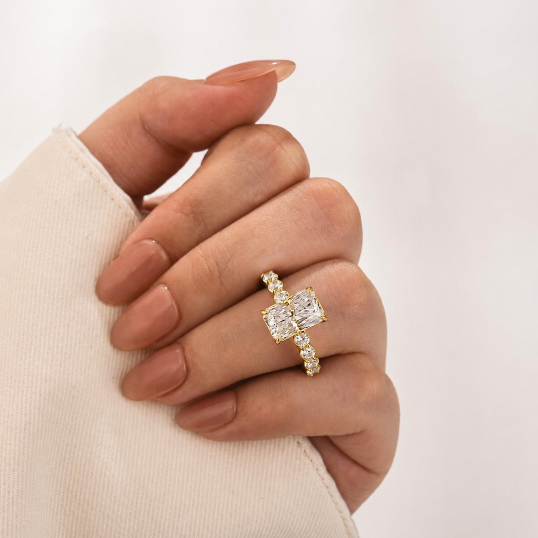 Moissanite 3.5 Ct Radiant Cut White Gold Engagement Ring For Women