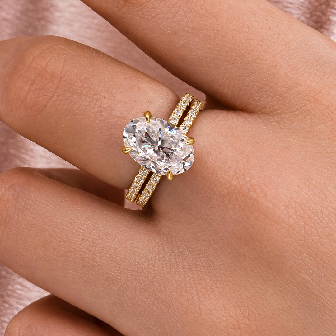 Rodiffy Moissanite 4.0 Ct ～ 5.5 Ct Oval Cut Yellow Gold/White Gold Wedding Ring For Women