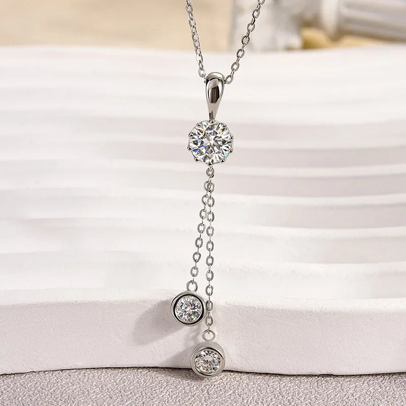 Rodiffy Moissanite 2.0 Ct Round Cut White Gold Pendant Necklace