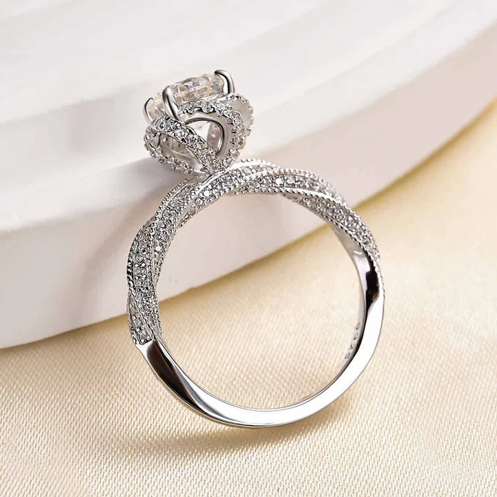 Rodiffy Moissanite 1.0 Ct Flower Design Promise Ring For Women