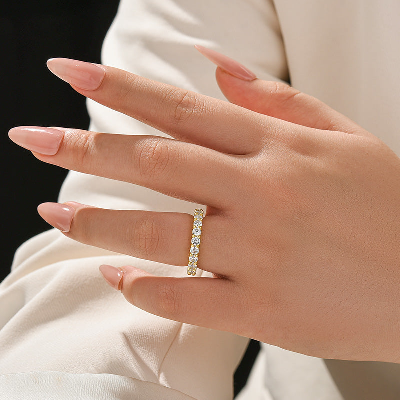 Rodiffy Moissanite 2.5 Ct Yellow Gold Round Cut Women's Wedding Band