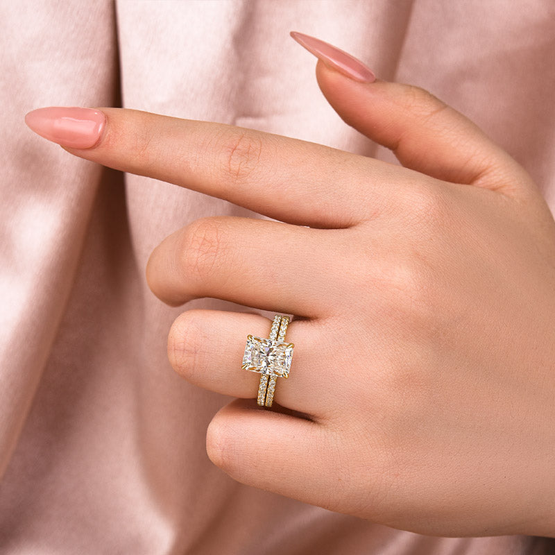 S925 Moissanite 3.5 Ct Radiant Cut White Gold/Yellow Gold/Rose Gold Wedding Ring For Women