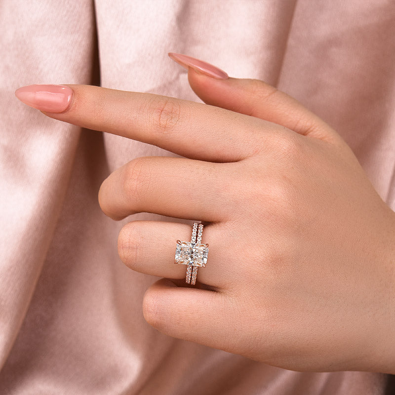 S925 Moissanite 3.5 Ct Radiant Cut White Gold/Yellow Gold/Rose Gold Wedding Ring For Women