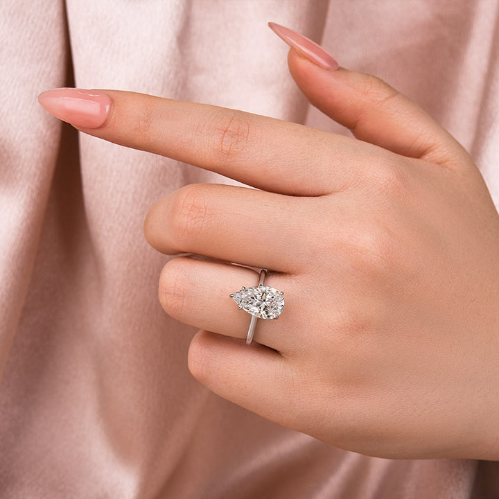 Rodiffy Moissanite S925 Solitaire 4.0Ct Pear Cut White Gold Engagement Ring For Women