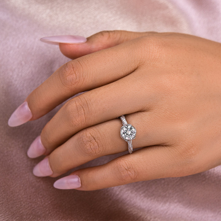 Rodiffy Moissanite 1.0 Ct Flower Design Promise Ring For Women