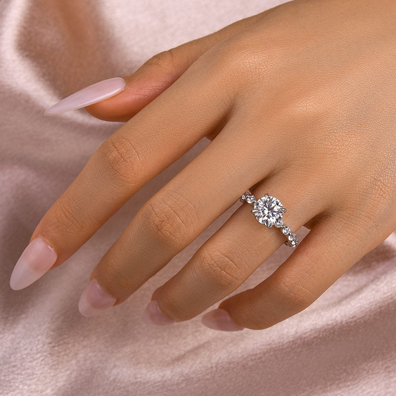 Rodiffy Moissanite 2.0 Ct White Gold Promise Bridal Ring