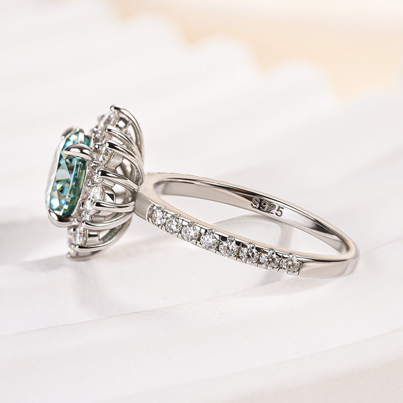 Rodiffy Moissanite 2.0 Ct Turquoise Snowflake Design Travel Ring