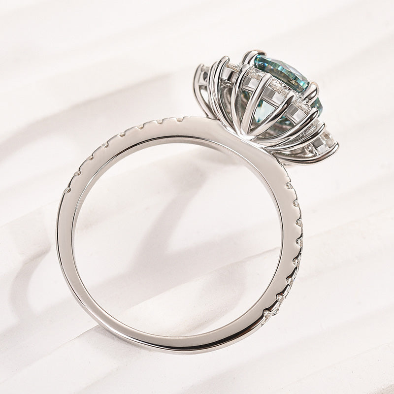 Rodiffy Moissanite 2.0 Ct Turquoise Snowflake Design Travel Ring