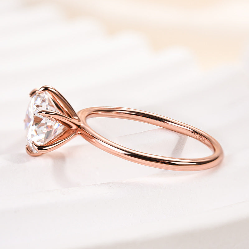 Rodiffy Moissanite 2.0 Ct Round Cut 6 Prong Rose Gold Engagement Ring