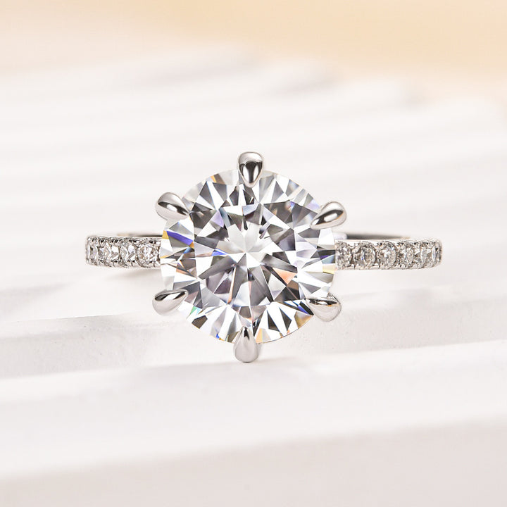 Rodiffy Moissanite 2.0 Ct ～4.0 Ct Round Cut 6 Prong Promise Rings For Women