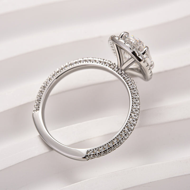 Rodiffy Moissanite 2.5 Ct Halo Oval Cut Promise Ring For Women