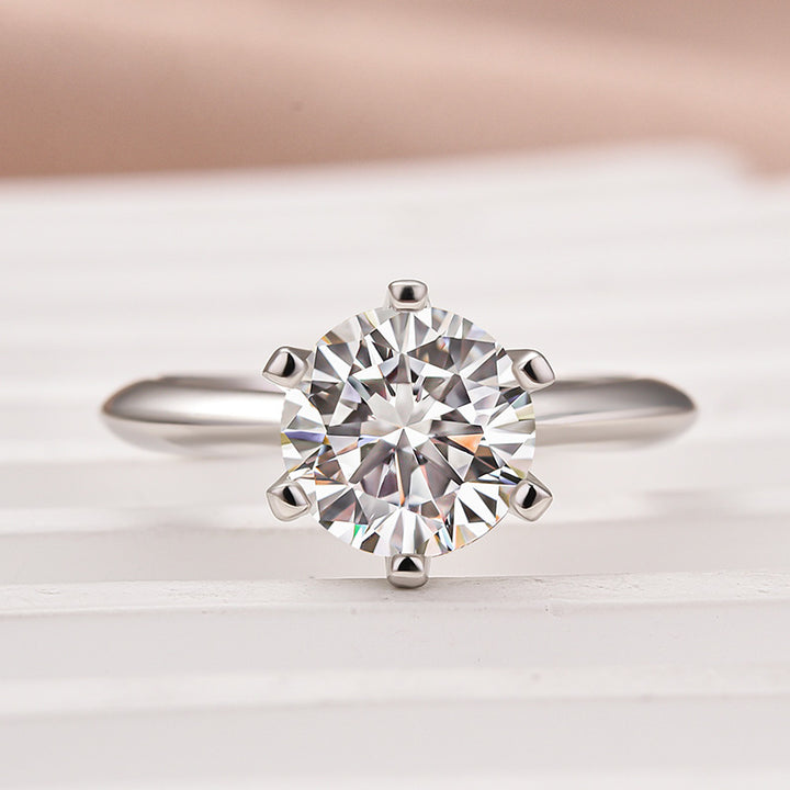 Rodiffy Moissanite 2.0 Ct ～3.0Ct Round Cut 6 Prong White Gold Engagement Ring