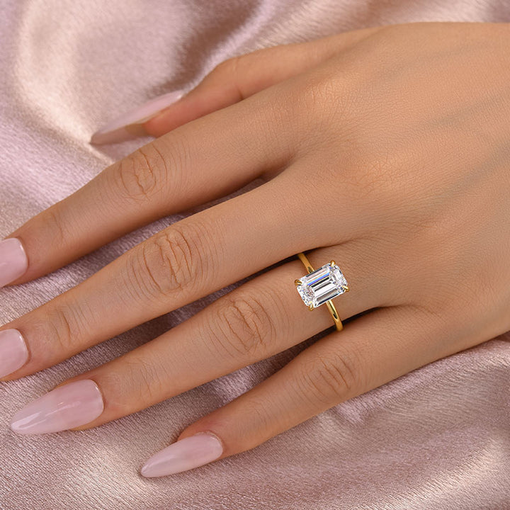 Rodiffy Moissanite 2.0Ct/3.5 Ct Emerald Cut Solitaire Engagement Ring For Her